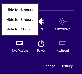 Windows 8 Notification Settings Timing